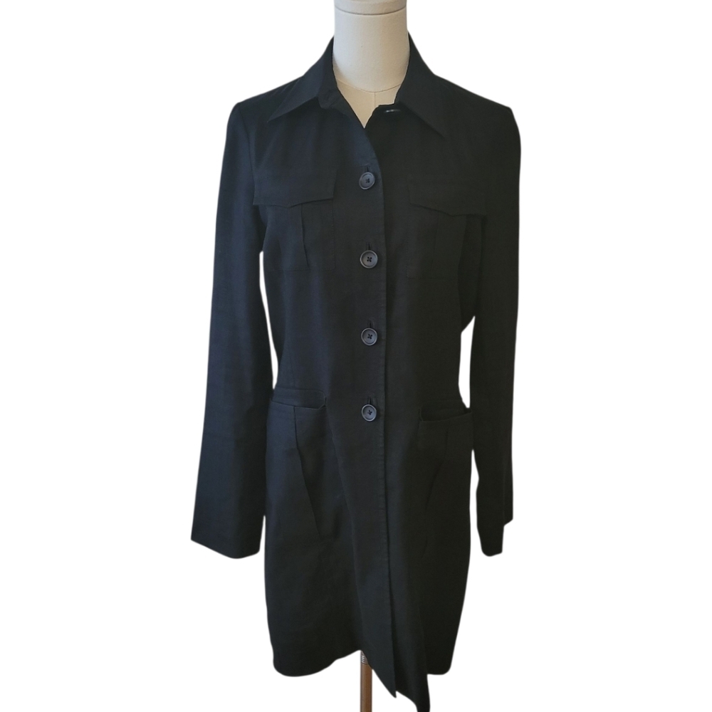 Banana Republic‎ Black Linen Coat Dress Size 6